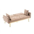 thumbnail image 6 of 68.5'' Velvet Round Arm Loveseat Sleeper Sofa Bed Futon Sofa Metal Frame-Beige, 6 of 10