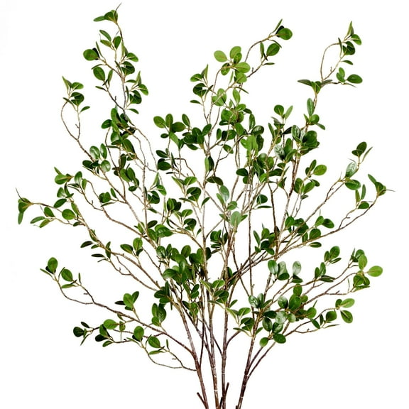 TETOU 4pcs Artificial Ficus Branches 43" Faux Leaf Spray Green Eucalytus Greenery Stems Home Office Vase Filler Decor