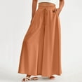 thumbnail image 4 of WIZUTIZ Work Pants Women Comfy Casual Loose Wide Leg Beach Pants Stretch Elastic High Waist Full Length Pants Solid Flowy Drawstring with Pockets Slacks Pants for Ladies Dance Vacation Multi-Color, 4 of 6