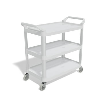Coastwide Professional 3-Shelf Plastic/Poly Mobile Utility Cart with Swivel Wheels Gray 2/Pack
