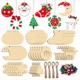 thumbnail image 2 of Bangcool Christmas Ornament Wood Hanging 80PCS Rustic Tree Decoration DIY Craft with Bell, 2 of 10
