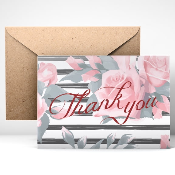 Thank You Cards (24pcs), Includes Blank Cards & Envelopes with Stickers, 4 x 6", Boho design (model#6) perfect for any occasion