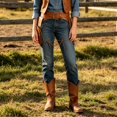 thumbnail image 2 of LUOGENLI Vintage Wild Holster Belt, Adjustable Leather Waist Strap Cowboy Halloween Party Outfit Prop Coffee One Size, 2 of 4