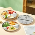 thumbnail image 2 of Stainless Steel Divided Western Food Plate Pasta Dish Salad Barbecue Plate Stackable Breakfast Plate Kitchen Tableware Style D 2PCS, 2 of 6