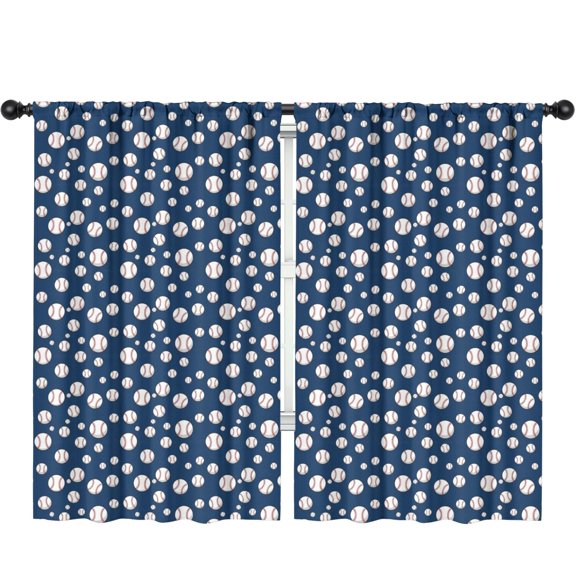 Blackout Kids Curtains,Baseballs Blue Pattern Children's Insulated Curtains Set Of 2,Bedroom Essentials,Toddler Room Decor 52"x84"