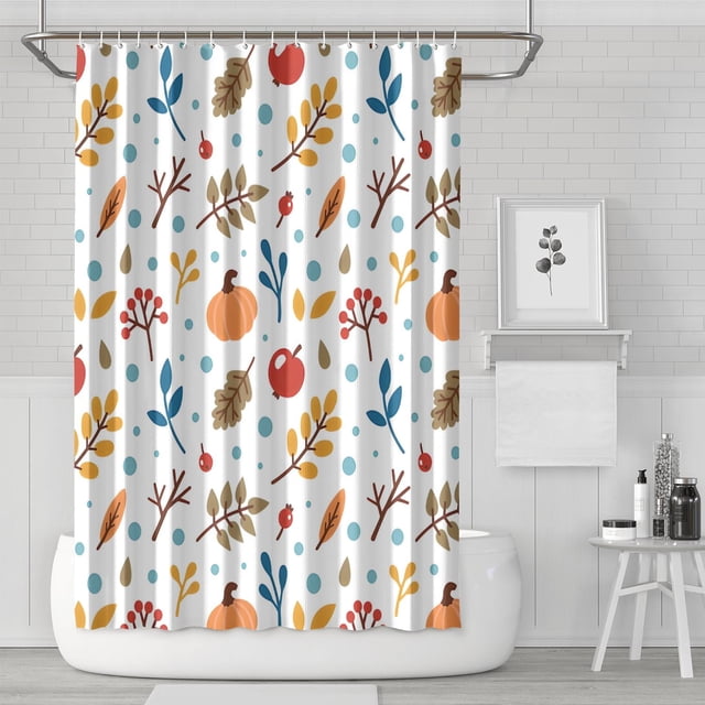 Rideau de Douche Jour de l'Action de Grâce Récolte d'Automne, Rideau Lavable avec Crochets en Polyester Rétro pour Salle de Bain Baignoire Vacances d'Automne
