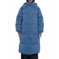 thumbnail image 3 of Long Puffer Jacket for Women, Thickened Winter Coat Hooded with Deep Pockets, Ladies Warm Winter Jacket Blue L, 3 of 7