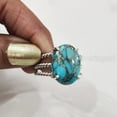 thumbnail image 5 of Natural Blue Copper Turquoise Ring, Turquoise Ring, December Birthstone, 3 Twisted Band, 925 Sterling Silver, Womens Ring, Christmas, Thanksgiving, Handmade, Statement Jewelry, Natural Turquoise Ring, 5 of 7