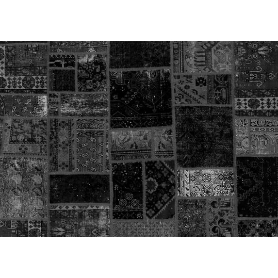Ahgly Company Indoor Rectangle Patchwork Gray Transitional Area Rugs, 2' x 3'