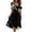 Black, variant on Summer Dresses for Women Casual Plus Size Wrap V Neck Solid Color Tunic Dress Short Sleeve A-Line Ruffle Hem Flowy Dress