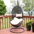 thumbnail image 5 of Sunnydaze Cordelia Resin Wicker Egg Hanging Chair with Cushions and Stand, Beige, 5 of 10