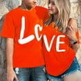 thumbnail image 7 of Orange Womens Fashion Tops, Short Sleeve Vintage Tees for Women, Valentine's Day Polyester Women'S Blouses, Men And Women With Valentine's Day Love Printed Couple T Shirt Top, 7 of 7