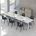 thumbnail image 2 of 8 Pack Folding Conference Table, 61 Inch Mobile Training Table with Wheels,Business Style Flip Top Seminar Tables for Small Office Meeting Room Classroom（White Gray）, 2 of 8