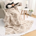 thumbnail image 3 of Junovo Checkered Throw Blanket for Couch Soft Cozy Fluffy Blanket,50"x60",Khaki-Lantern, 3 of 7