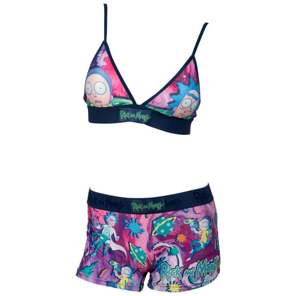 Rick And Morty Ensemble Soutien-Gorge Triangle Hyper Couleurs et Culotte Courte pour Garçon-Moyen