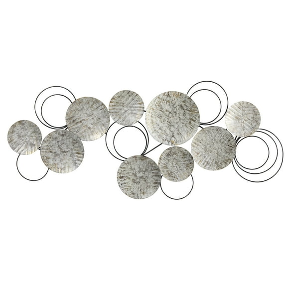 Nearly Natural 4.5ft. x 2ft. Galvanized Embossed Metal Discs Wall Art Decor
