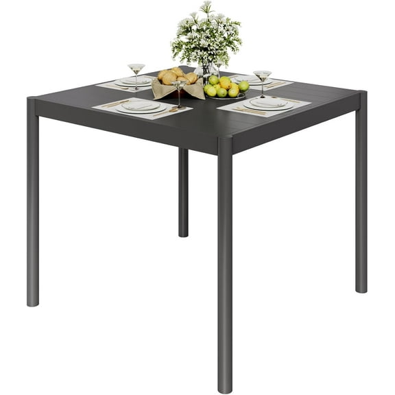 Aluminum Outdoor Metal Table for 2-4 Person,35" x 36" Rectangle Patio Dining Tables with Rectangular Non-Slip Stripe for Outiside Backyards, Porches, Gardens or Poolside