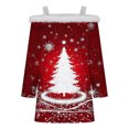 thumbnail image 4 of Puntoco Camiseta con estampado navideño de hombros descubiertos y estilo casual para mujer, 4 of 5