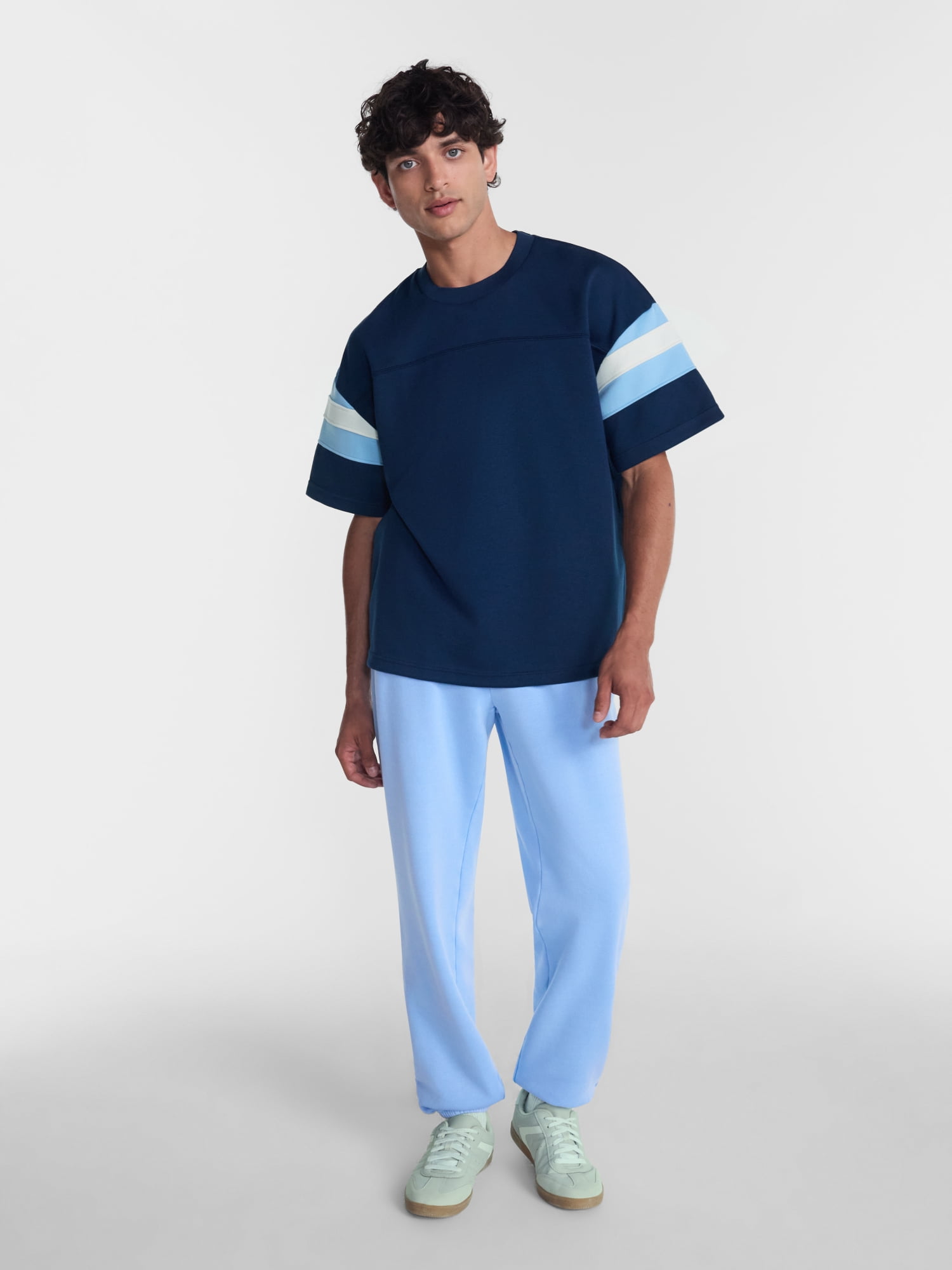 No Boundaries Sporty Color Block Tee with Short Sleeves, Men's & Big Men's XS-5XB