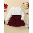 thumbnail image 3 of hirigin Toddler Girls Autumn Outfit Sets White Long Sleeve Tops + Solid Color A-line Skirt, 3 of 8