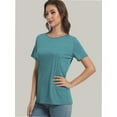 thumbnail image 4 of Womens Short Sleeve Basic Shirts Crewneck Tees Loose Fit Fashion Tops Casual Summer Clothes, 4 of 6