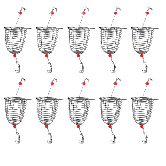 WINDLAND 10Pcs Stainless Feeder Cage Baits Holder Fishing Baits Basket Fishing Trap Cage