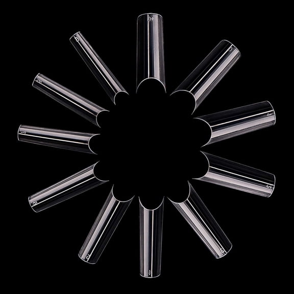 FITDON 550pcs C Curve Long Straight Nail Tips, Clear Half Cover Square False Nails