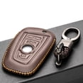 thumbnail image 4 of Vitodeco Genuine Leather Smart Key Fob Case Cover Protector Compatible for BMW 1, 3, 4, 5, 6, 7 Series, X1, X3, X4 - 4 Buttons, Brown, 4 of 5