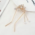 thumbnail image 2 of Sunjoy Tech U-shaped Faux Pearls Tassel Hair Fork Gift Women Elegant Leaf Rhinestone Hair Stick Hair Accessories - 1PC, 2 of 2