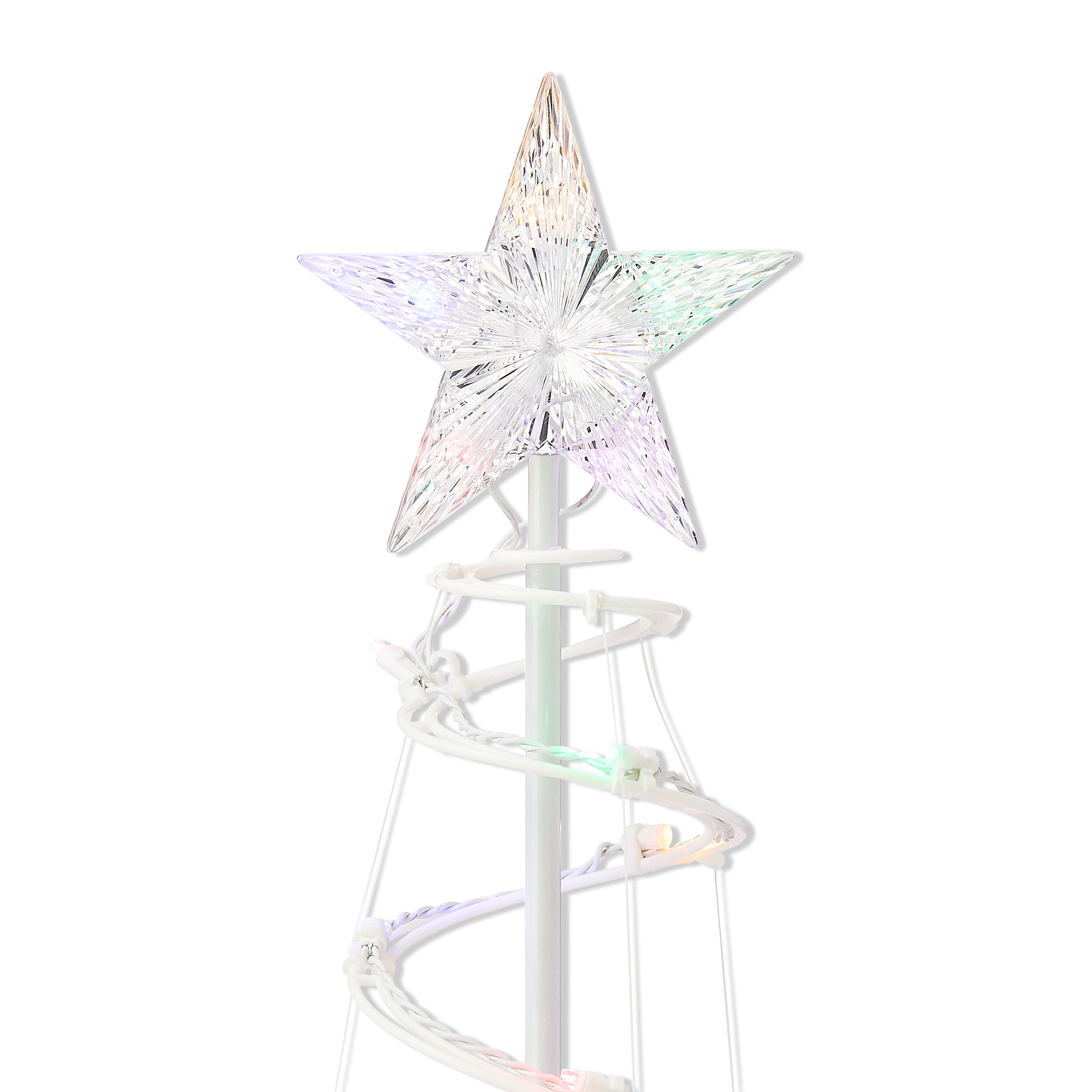 Indoor/Outdoor LED Light-Up 8-Function Color-Changing Spiral Christmas Trees, Cool White to Multicolor, Set of 2, by Holiday Time