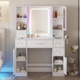 thumbnail image 3 of White Vanity Desk with Mirror and Lights,Makeup Vanity with RGB Lights and Power Strip,Makeup Desk Vanity Table with 5 Drawers My Lux Decor Round, 3 of 9