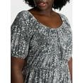 thumbnail image 4 of Terra & Sky Women's Peplum Top with Short Puff Sleeves, Sizes 0X-5X, 4 of 5