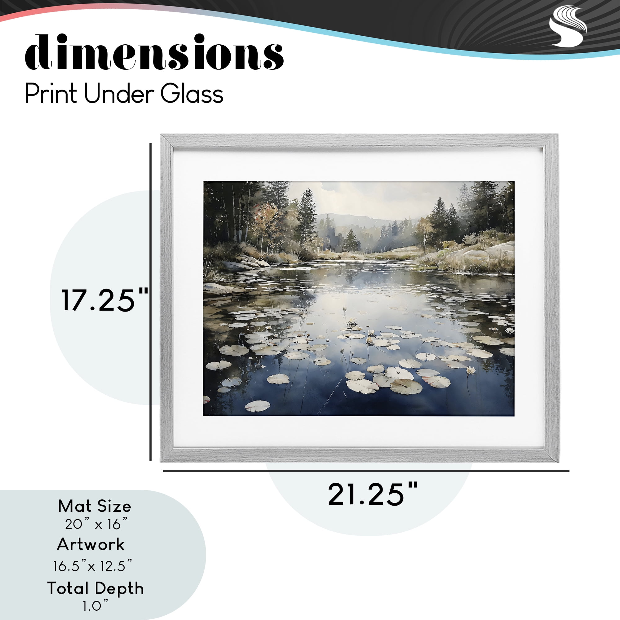 Stupell Industries Still Pond with Morning Reflections Gray Framed Print Under Glass, design by Franklyn Gregory