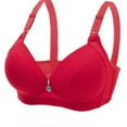 thumbnail image 2 of HOMBOM Bras for Women No Underwire Push-Up Lightly Lined Wire-Free Full Coverage Red Plus Size Bra 46, 2 of 3