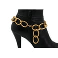 thumbnail image 5 of Women Gold Metal Textured Chain Chunky Links Boot Bracelet Shoe, 5 of 13
