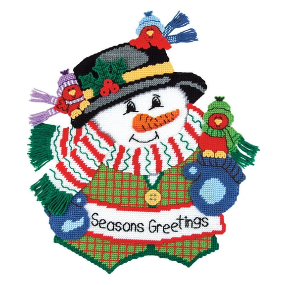 Mary Maxim Seasons Greetings Snowman Plastic Canvas Kit