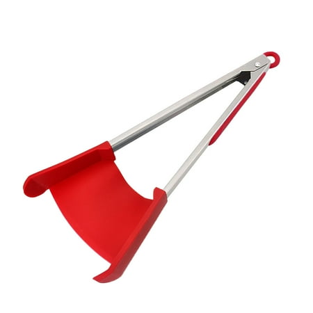 

2 In 1 Kitchen Spatula & Tongs Non-Stick Heat Resistant Spatula Food Tongs Kitchen Tool Red L