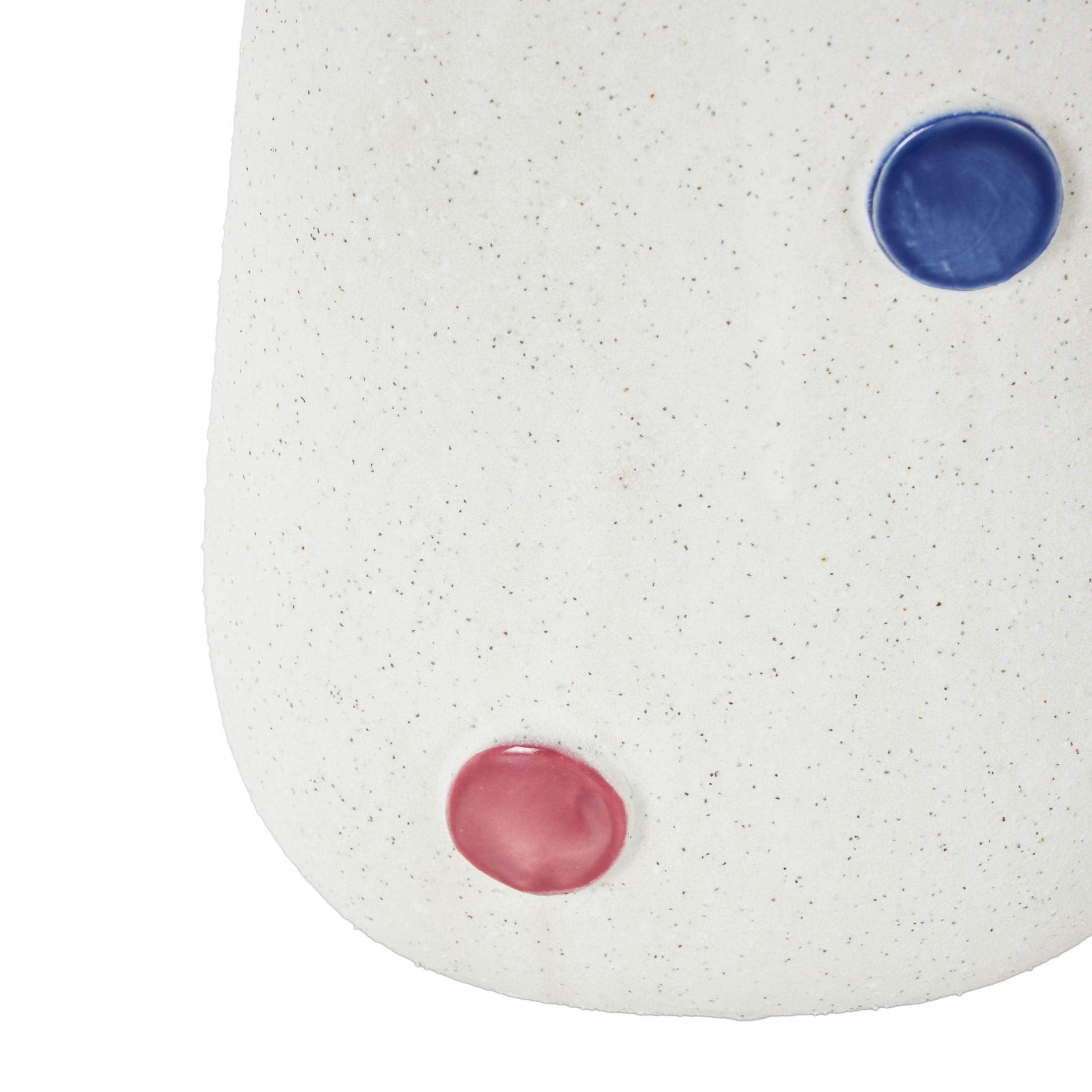 DecMode 11" Round White Ceramic Vase with Multicolor Spots and Handles