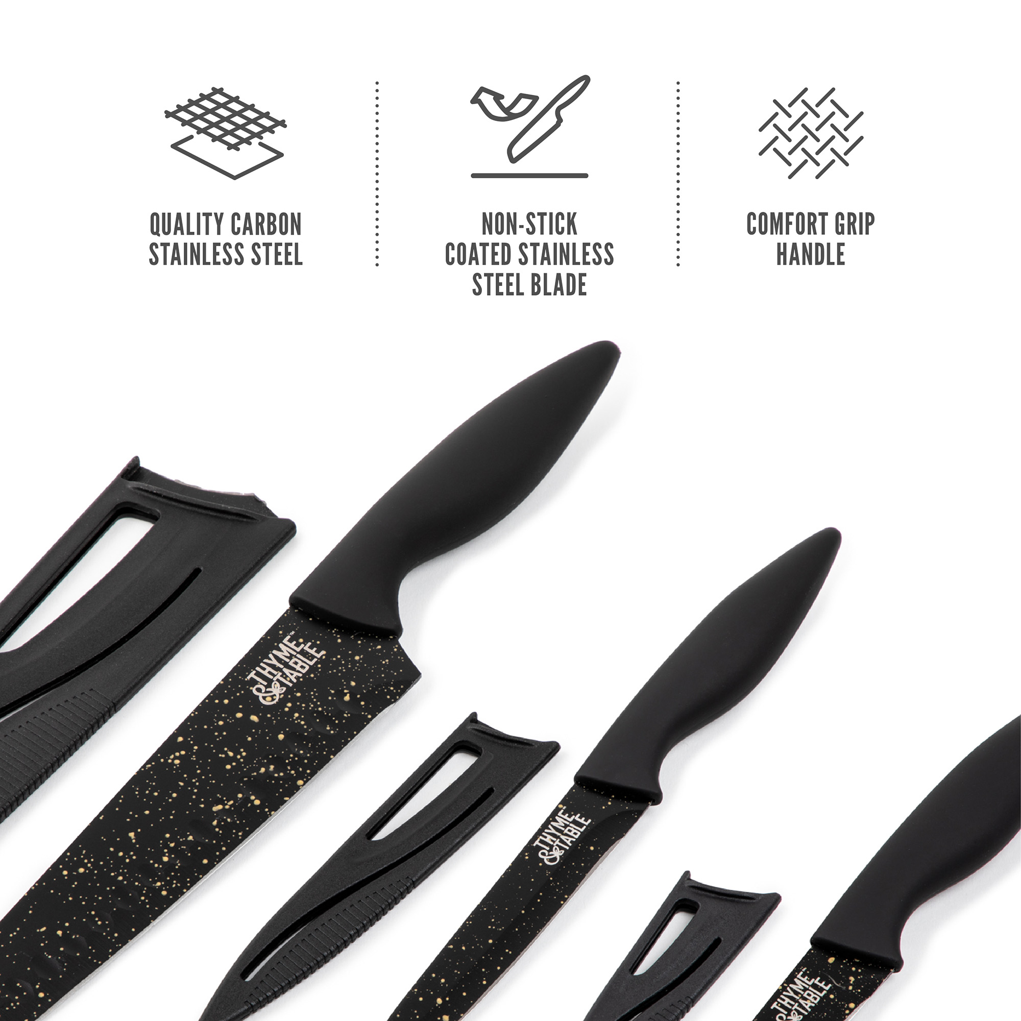 Thyme & Table 3-Piece Kitchen Knife Set With Sheaths photo 5