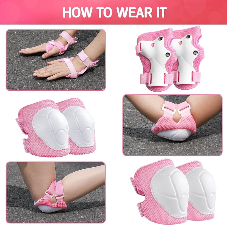 Rirool Kids Protective Pad Set, Pink & White photo 3