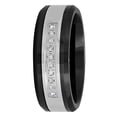 thumbnail image 2 of Men's Stainless Steel and Ceramic 8MM Diamond Accent Wedding Band - Mens Ring, 2 of 4