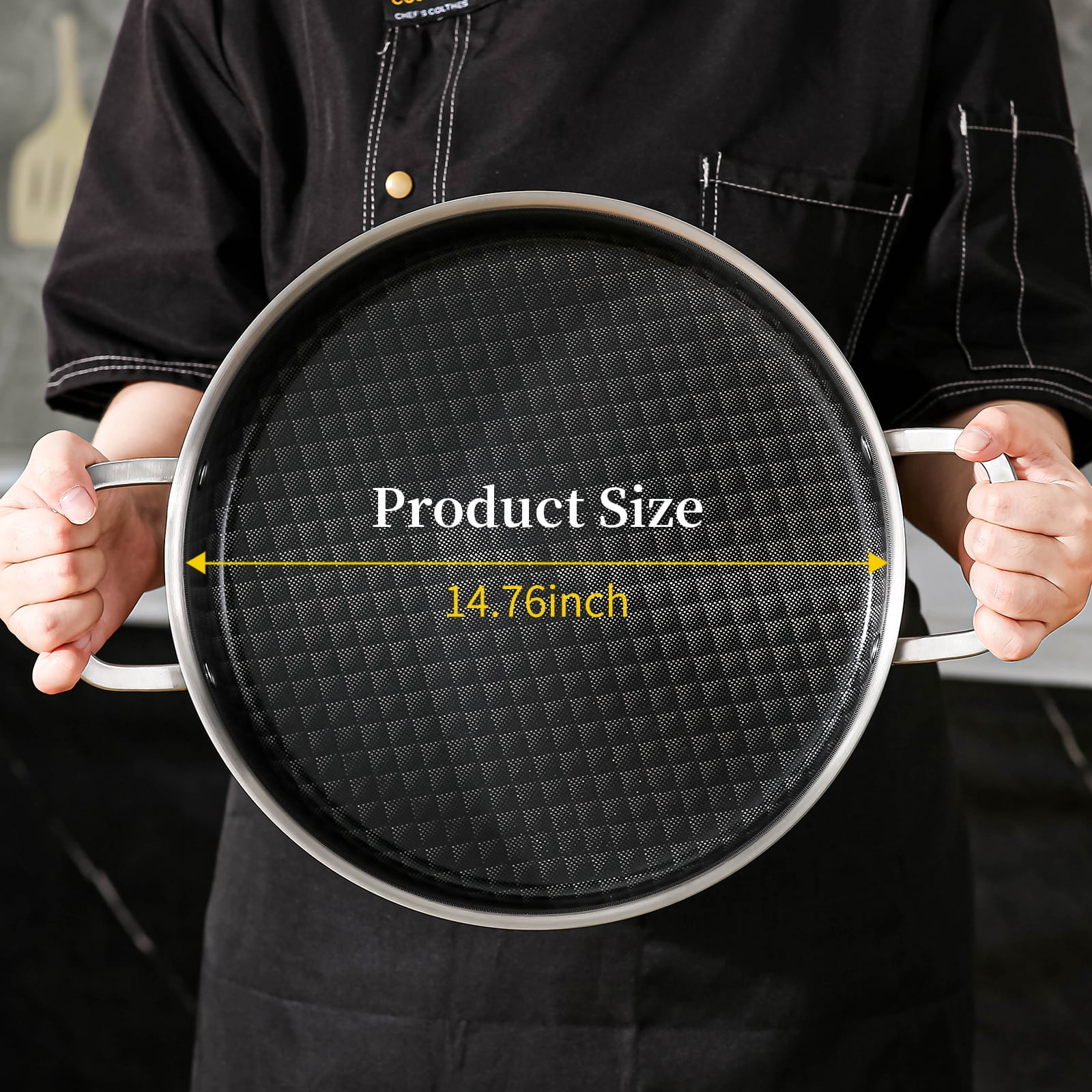 DELARLO 5QT Tri-Ply Stainless Steel Saute Pan Non Stick with Lid,12inch Deep Frying Pan,Large Braiser Pan Induction Compatible,Heavy Duty and Oven Safe