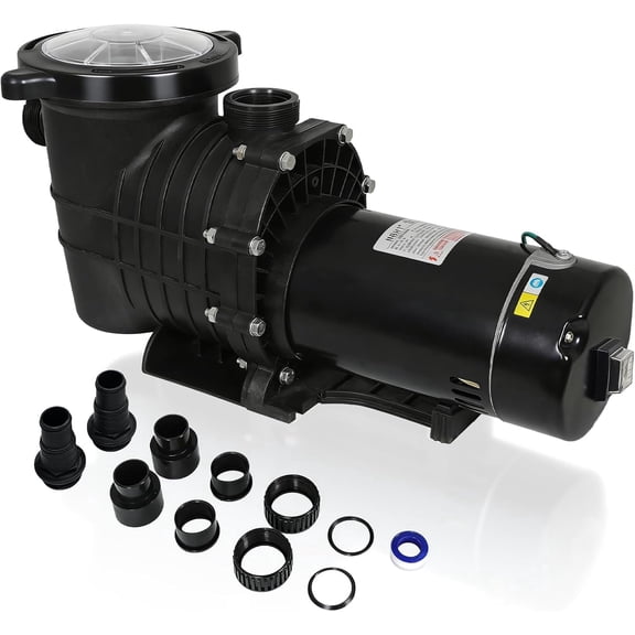 2.0 HP 6557 GPH Swimming Pool Pump Inground and Above Ground, 115V, 1500W Energy Saving Self Primming Pool Pump with Dual Voltage, Strainer Basket, Silent Running UL Certificate, 1.5" & 2" Connectors
