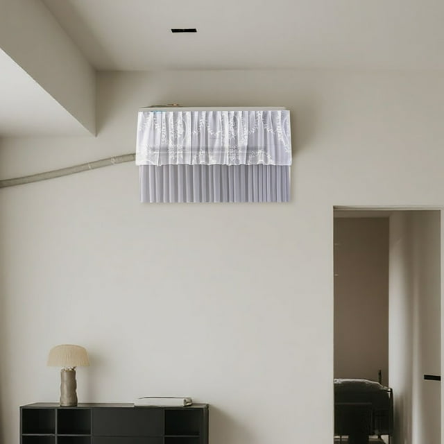 Floral Design Air Conditioner Cover and Stopper Curtain for Living Room and Bedroom Windproof Functionality Made of Durable Polyester Fabric Elegant Home Solution