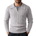 thumbnail image 3 of Zivyakyron Thick Sweater Men Ribbed Cable Knit Pullover Long Sleeve Sweaters Slim Fall Winter Collared Layered Look White M, 3 of 8