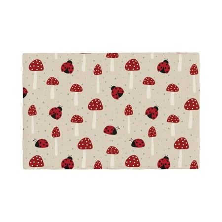 

Placemats Set of 4 Ladybug With Mushroom Heat Resistant Non - Slip Place mats Waterproof table mat for Kitchen Dining-6片装
