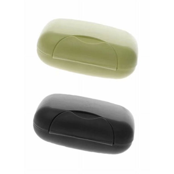 Jabonera de plástico portátil con tapa, caja impermeable de viaje, caja de jabón de viaje de plástico negro + verde oliva con cerradura, 2 uds.