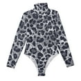 thumbnail image 3 of joogoo Grey Leopard Print Women's Mock Turtle Neck Long Sleeve Bodysuit M, 3 of 8