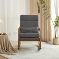 thumbnail image 2 of High Back Rocking Chair, Comfortable Accent Rocker Chair with Padded Seat and Lumbar Pillowt, Modern Nursery Glider Armchair with Solid Wood Base for Living Room Bedroom Baby Room, Dark Gray-Linen, 2 of 7