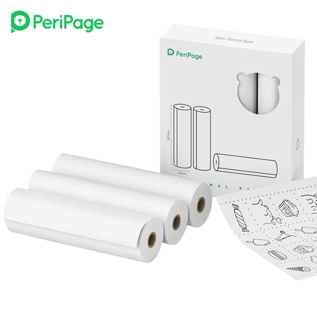PeriPage 107 x 30 mm Notas Rollo de papel térmico Sin BPA No adhesivo PeriPage Papel térmico